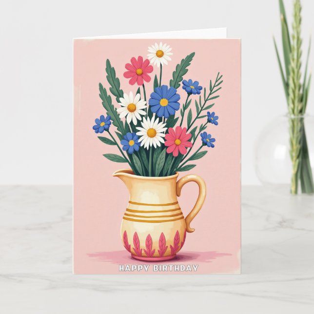 Cartão de Aniversário Painterly Bloom (Frente)