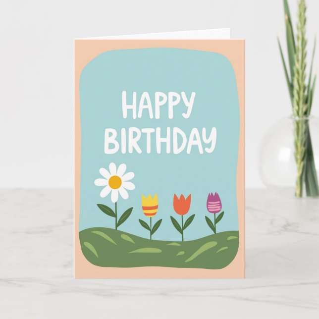 Cartão de Aniversário Paisagem Alegre (Frente)