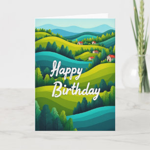 Cartão de Aniversário Paisagem Doce