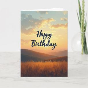 Cartão de Aniversário Paisagem Dourada