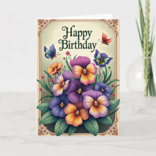 Cartão de Aniversário Pansy Roxa