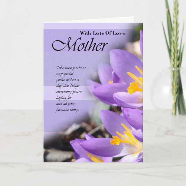 Cartão de Aniversário para a Mãe, Cartão-Mãe com f (Frente)