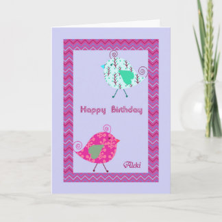 Cartão de aniversário para Aleki com Aves Designer