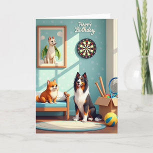 Cartão de Aniversário para Amigos Cães Doces