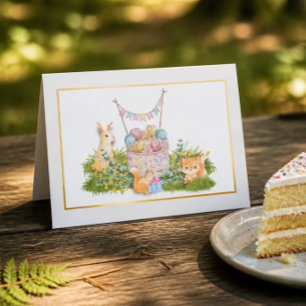 Cartão de Aniversário para Animais da Floresta