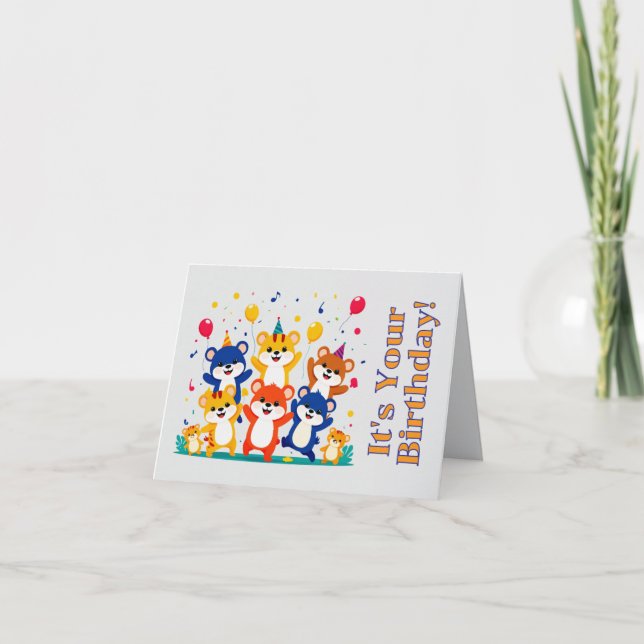 Cartão de Aniversário para Animais de Partida - Ca (Frente)