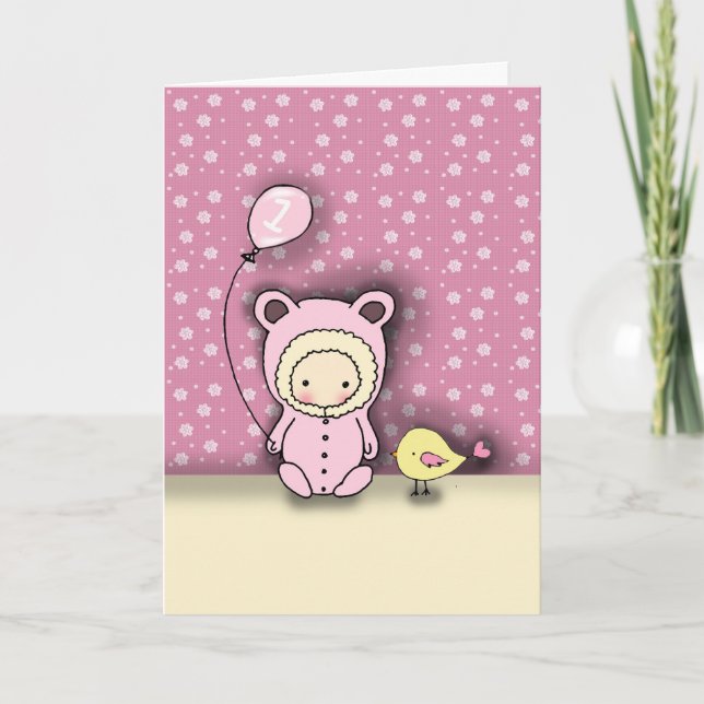 Cartão de Aniversário para Bebê Menina que Complet (Frente)