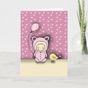 Cartão de Aniversário para Bebê Menina que Complet