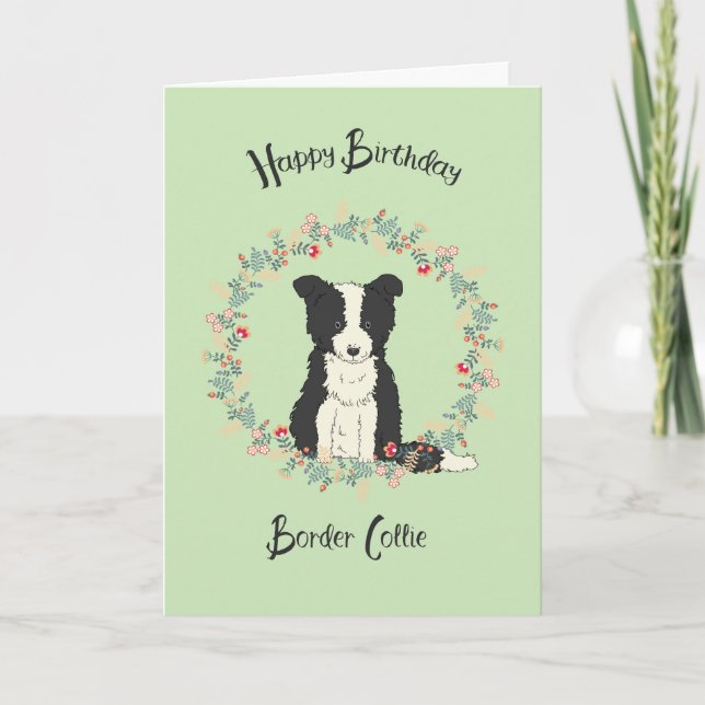 Cartão de aniversário para border collie (Frente)