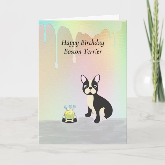 Cartão de aniversário para Boston Terrier Dog (Frente)