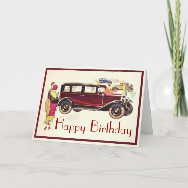 Cartão de aniversário para Carros vintage Elegante (Frente)