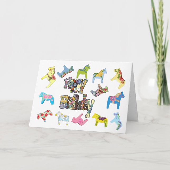 Cartão de Aniversário para Cavalos Flores (Frente)