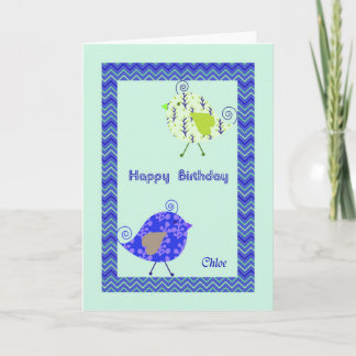 Cartão de Aniversário para Chloe, Aves Designer