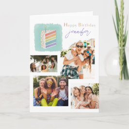 Cartão de Aniversário para Colagem de Fotos Modern