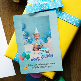 Cartão de Aniversário para Crianças de Balões Azui