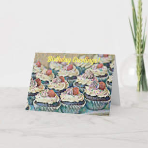 Cartão de Aniversário para Cupcakes de Arte Confet