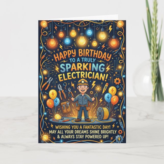 Cartão de Aniversário para Eletricista (Frente)
