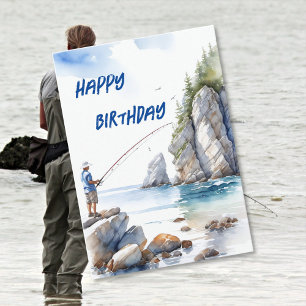Cartão de Aniversário para Entusiastas de Pesca na