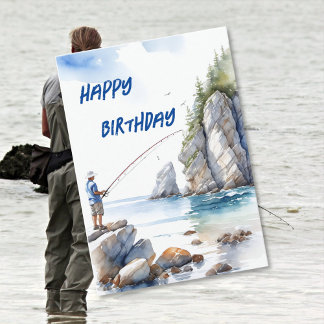 Cartão de Aniversário para Entusiastas de Pesca na
