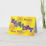 Cartão de aniversário para esposa com texto floral<br><div class="desc">Um cartão feliz com texto feito de flores Um belo verso completa perfeitamente esta carta única.</div>