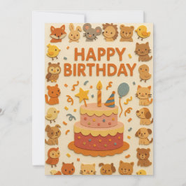Cartão de Aniversário para Festas Bestiais