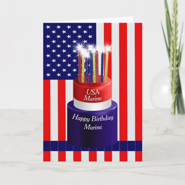 Cartão de aniversário para fuzileiros navais em mi (Frente)
