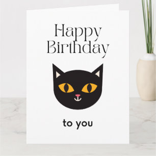 Cartão de Aniversário para Gato Preto Feliz Aniver
