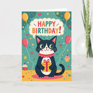 Cartão de Aniversário para Gatos