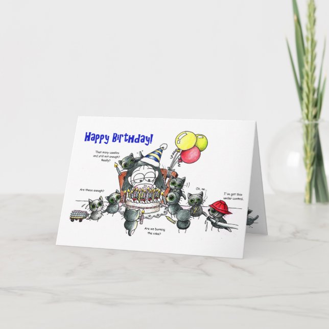 Cartão de aniversário para gatos pretos (Frente)