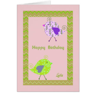 Cartão de aniversário para Laela com Aves Designer