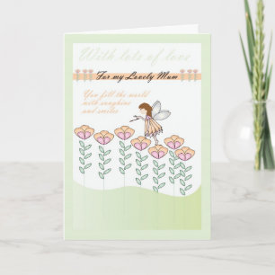 Cartão de aniversário para Mães, com pequenas fada