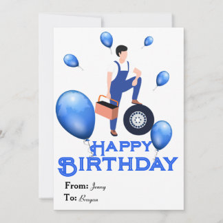 Cartão de aniversário para Mecânico