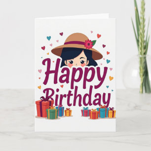 Cartão de Aniversário para Menina Caprichosa