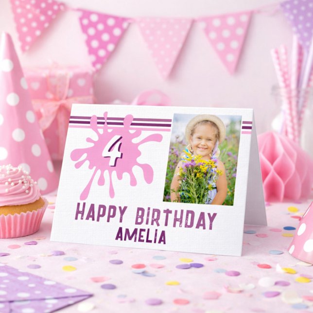 Cartão de Aniversário para Meninas com Foto e Efei (Criador carregado)