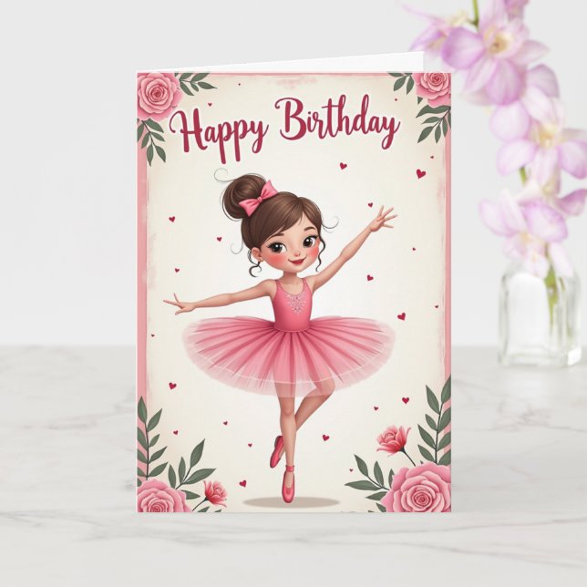 Cartão de Aniversário para Meninas Dançarinas (Orquídea)
