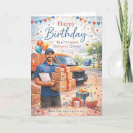 Cartão de Aniversário para Motorista de Entrega