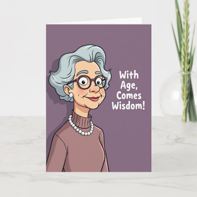 Cartão de Aniversário para Mulher de Óculos Doce (Frente)