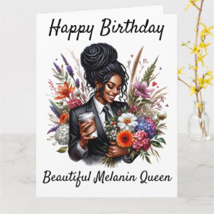 Cartão de aniversário para mulher negra