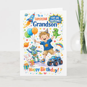 Cartão de Aniversário para Neto Superstar