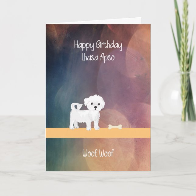 Cartão de aniversário para o cão de Lhasa Apso (Frente)