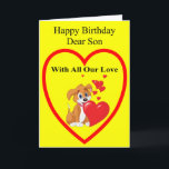 Cartão de aniversário para o filho<br><div class="desc">Cartão de aniversário para seu filho com design bonito do cão</div>