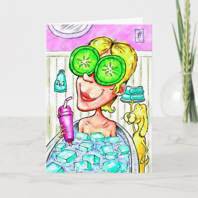 Cartão de aniversário para o Marathoner - banho de (Frente)