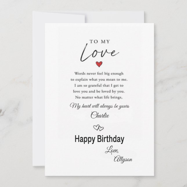 Cartão de Aniversário Para o Meu Amor (Frente)