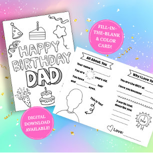 Cartão de Aniversário para o Papai: Preencha os es