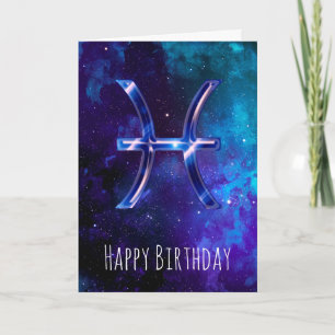 Cartão de Aniversário para Peixes de Espaço Azu