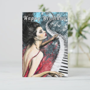 Cartão de Aniversário para Piano Romântico