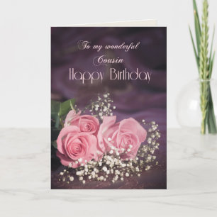 Cartão de aniversário para primo com rosas cor-d
