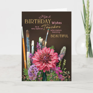 Cartão de Aniversário para Professora de Arte Flor