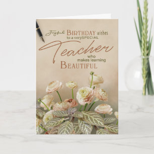 Cartão de Aniversário para Professores com Florais