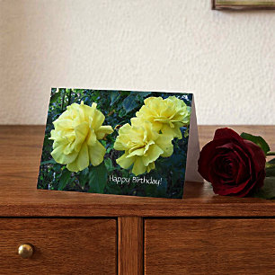 Cartão de Aniversário para Rosas Amarelas